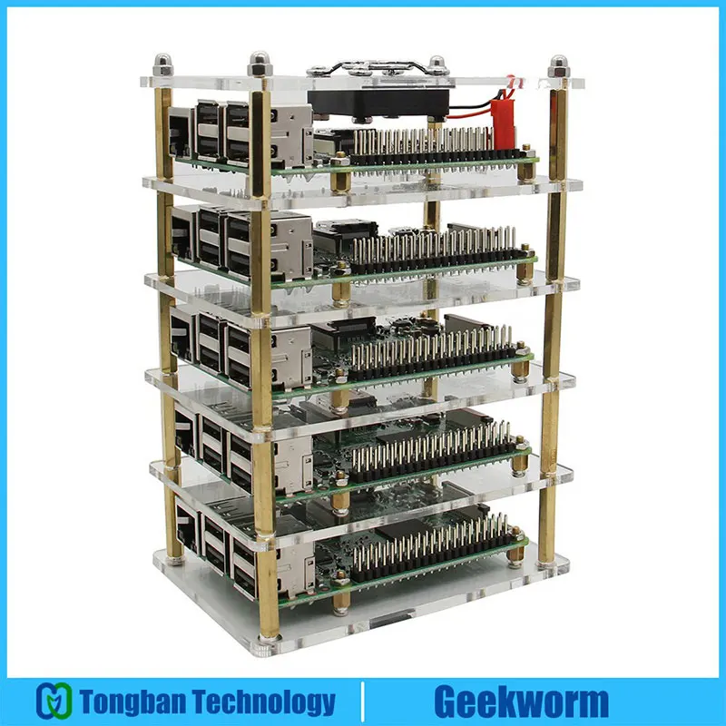 5 Layer Raspberry Pi кластер корпус с вентилятором комплект, 1-5 слой многослойный акриловый стек оболочки/корпус для Raspberry Pi 4 Модель B/3B+/3B - Цвет: 5 Layer