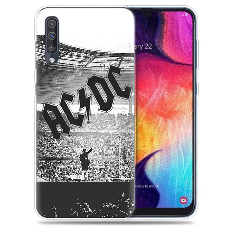 SK-009 Прозрачный силиконовый чехол для samsung Galaxy A50 A70 A30 M30 M20 A10 A20 A40 M20 чехол для телефона ACDC Rock Ac DC Angus young - Цвет: SK-009