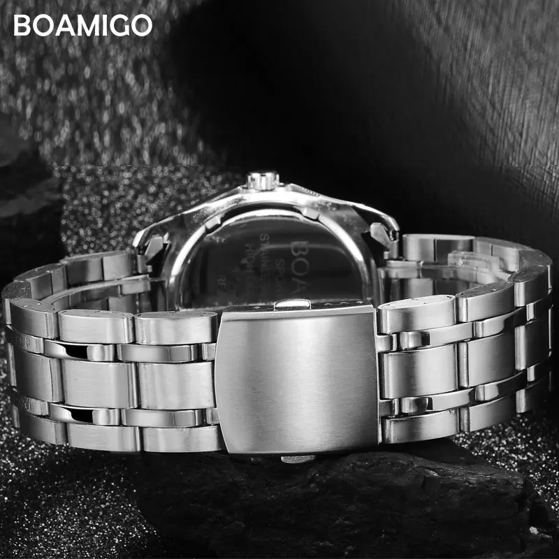 Мужские кварцевые часы BOAMIGO модные деловые спортивные черные наручные из