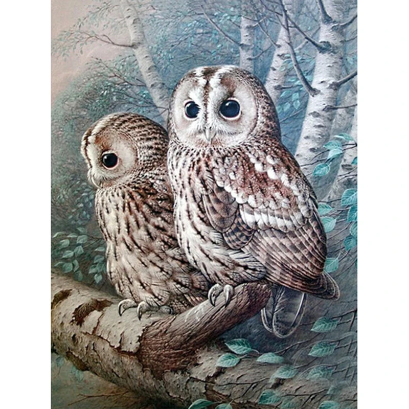 

YIKEE diamond painting owls square Home Decor Drill Resin DIY Mosaic Diamond Embroidery Animal h897