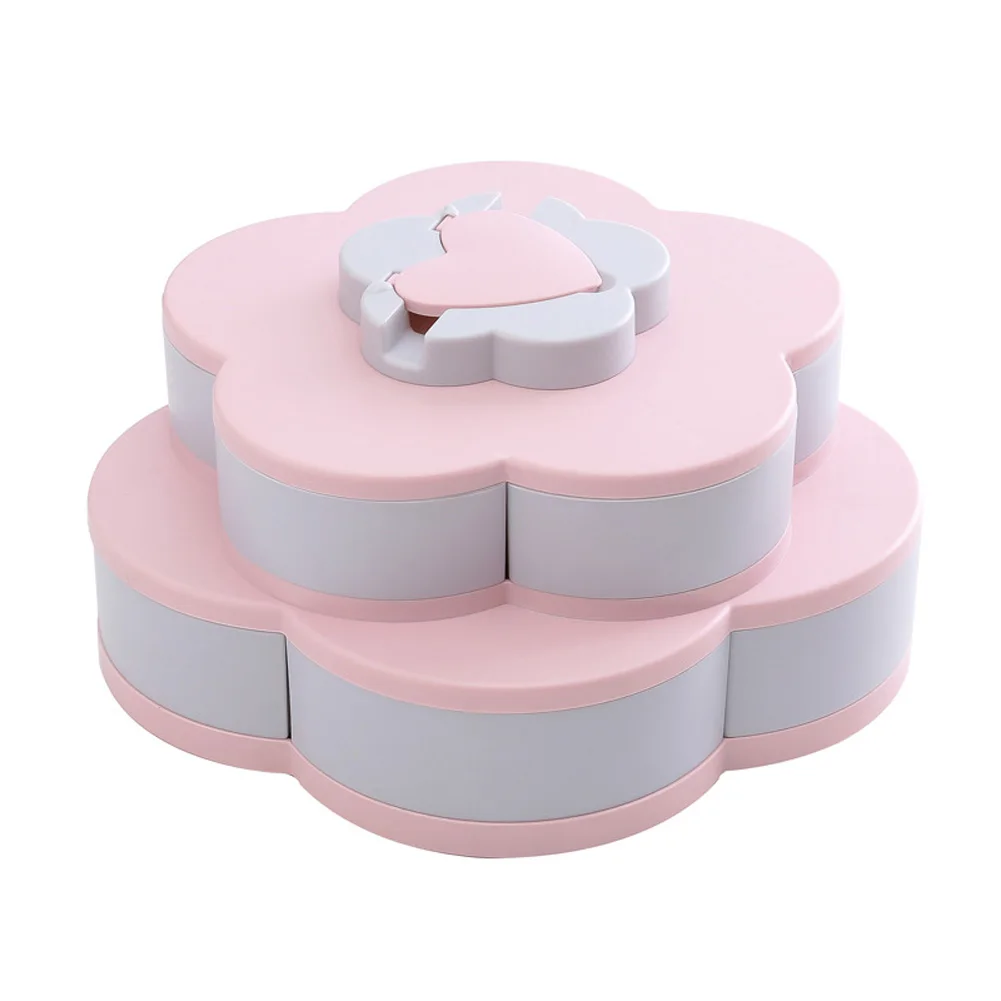 Doublelayer pink Двойной слой фруктовая чаша Лепесток Форма ЛОТОК блюдо тарелка закуска Кухня лоток фрукты тарелка+ держатель мобильного телефона магазин UYT - Цвет: Doublelayer pink