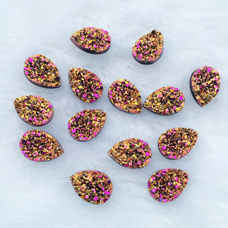 Glitter Rose Gold DIY Rhinestone buttons Water Drop 10*14mm Ore AB Resin Crystals Stones 50pcs/lot S33|Стразы| |