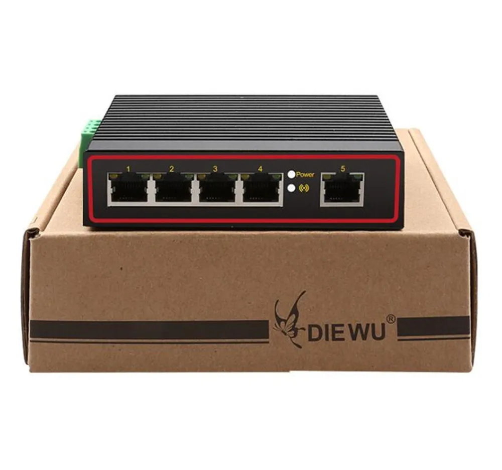 5 портов промышленный Ethernet коммутатор 10/100 Мбит/с сигнальный усиленный din рейку