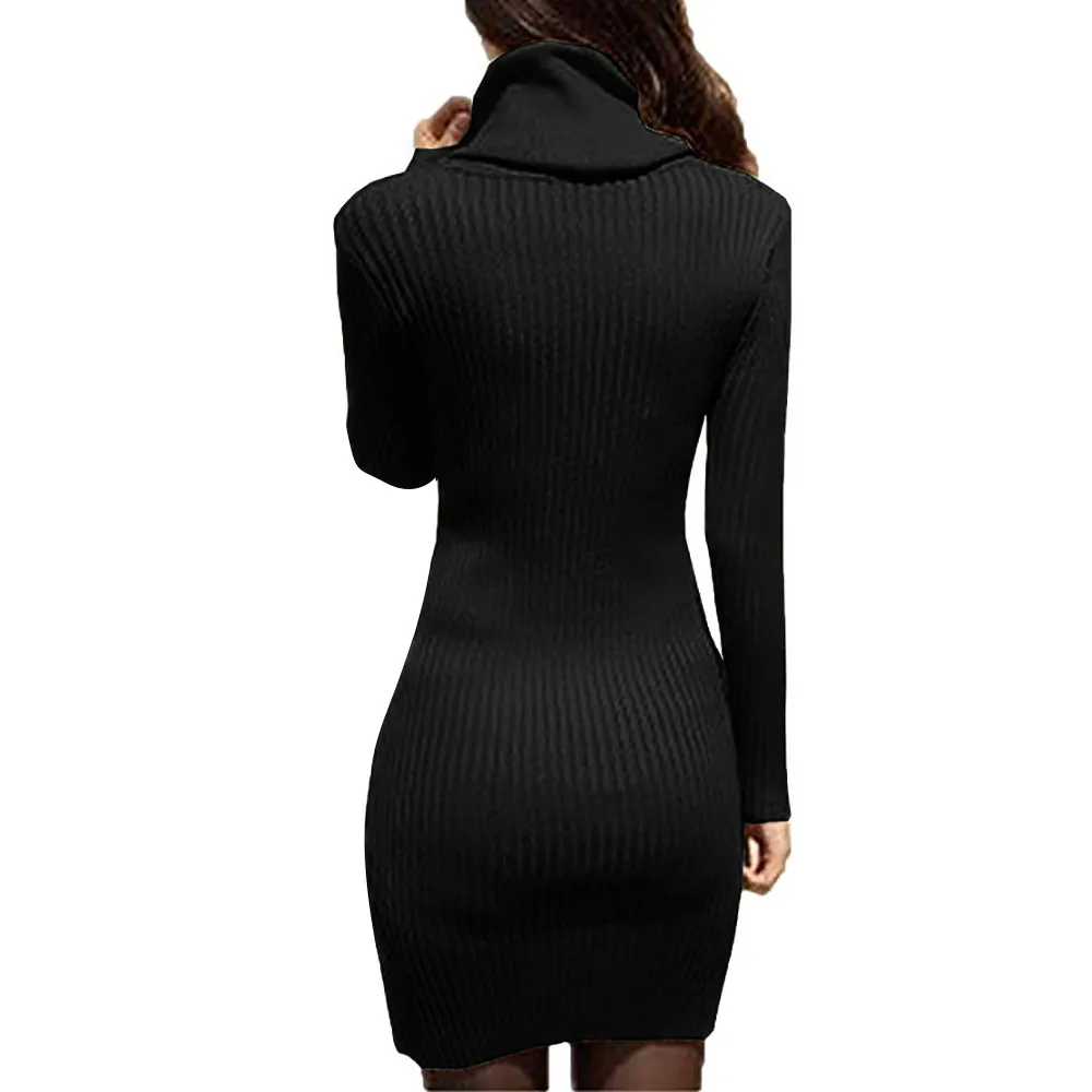 Зимнее сексуальное женское мини платье теплое трикотажное растягивающееся