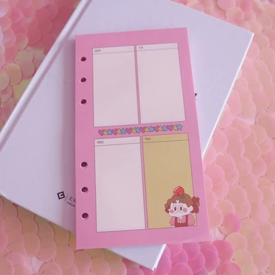 E Корейский ins A6 Kawaii 6 отверстий планировщик наполнитель бумага s для Filofax офиса школы спираль тетрадь наполнитель бумага Биндер внутренние страницы - Цвет: E