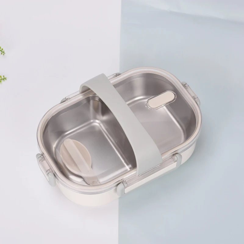 Beige Японский Ланч-бокс ярких цветов, термо-бокс для еды, Bento box, 304 нержавеющая сталь, ланчбокс для детей, портативный, для пикника, школы, Fiambrera - Цвет: Beige