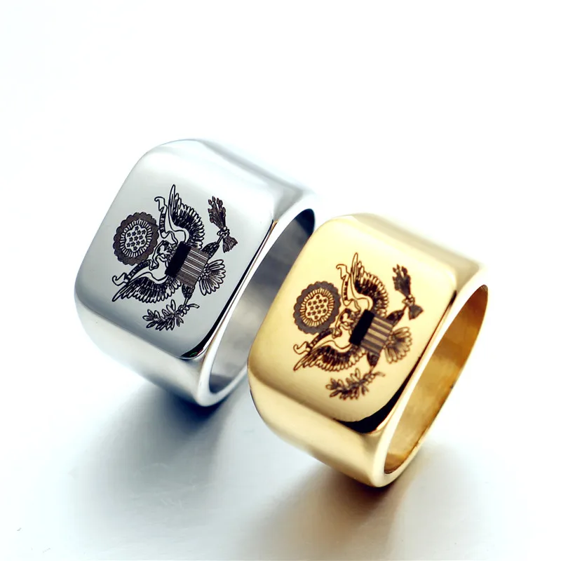 Титановое кольцо для байкеров мужское с гербом США вывеской мужчин