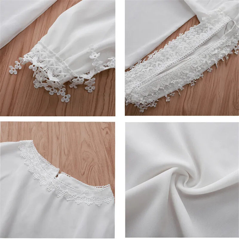 Женская шифоновая блузка новинка 2019 белая с открытыми плечами и длинным рукавом