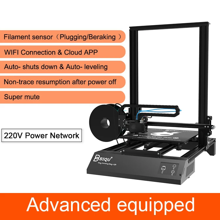 BIQU Thunder 3d принтер большого размера с приложением автоотключение и отключение питания Кнопка печати Dua Z Rod 3D Drucker Impresora 3d запчасти - Цвет: Advanced 220V