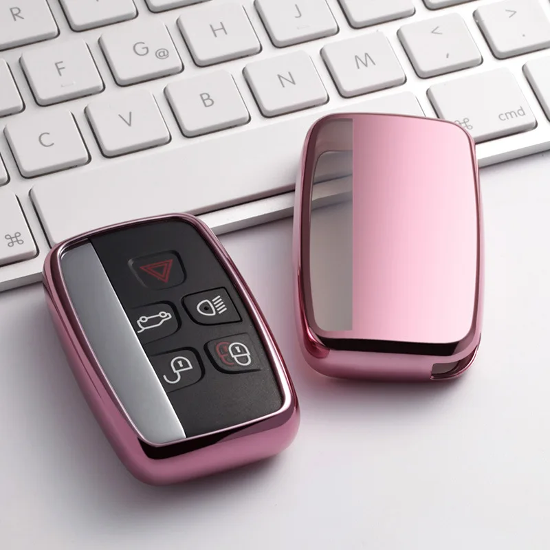 pink Мягкий чехол для автомобильного ключа из ТПУ, защитный чехол для Land Rover LR4 Jaguar XK XKR XF XFR XJ XJL Чехол для автомобильного смарт-ключа - Название цвета: pink