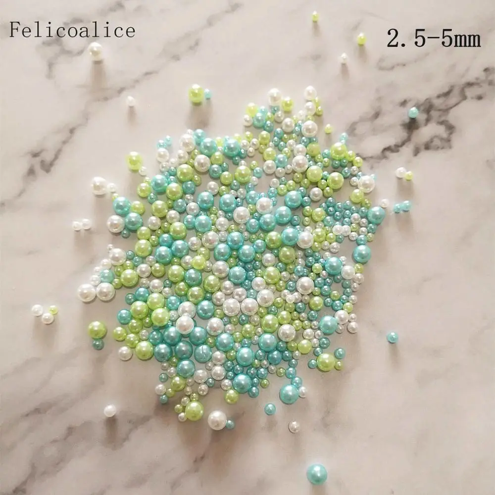 Green 500pcs 500 шт, 2,5-5 мм, разные размеры, случайная смесь цветов, без отверстий, жемчуг, круглые бусины для рукоделия, украшение для альбома - Цвет: Green 500pcs