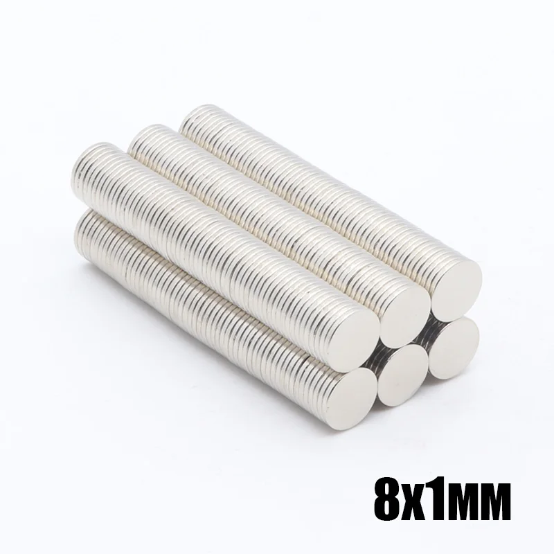 500 шт. 8x1 мм неодимовый магнит, постоянный диск N35 NdFeB, маленькие круглые супер мощные магнитные магниты 8 мм x 1 мм