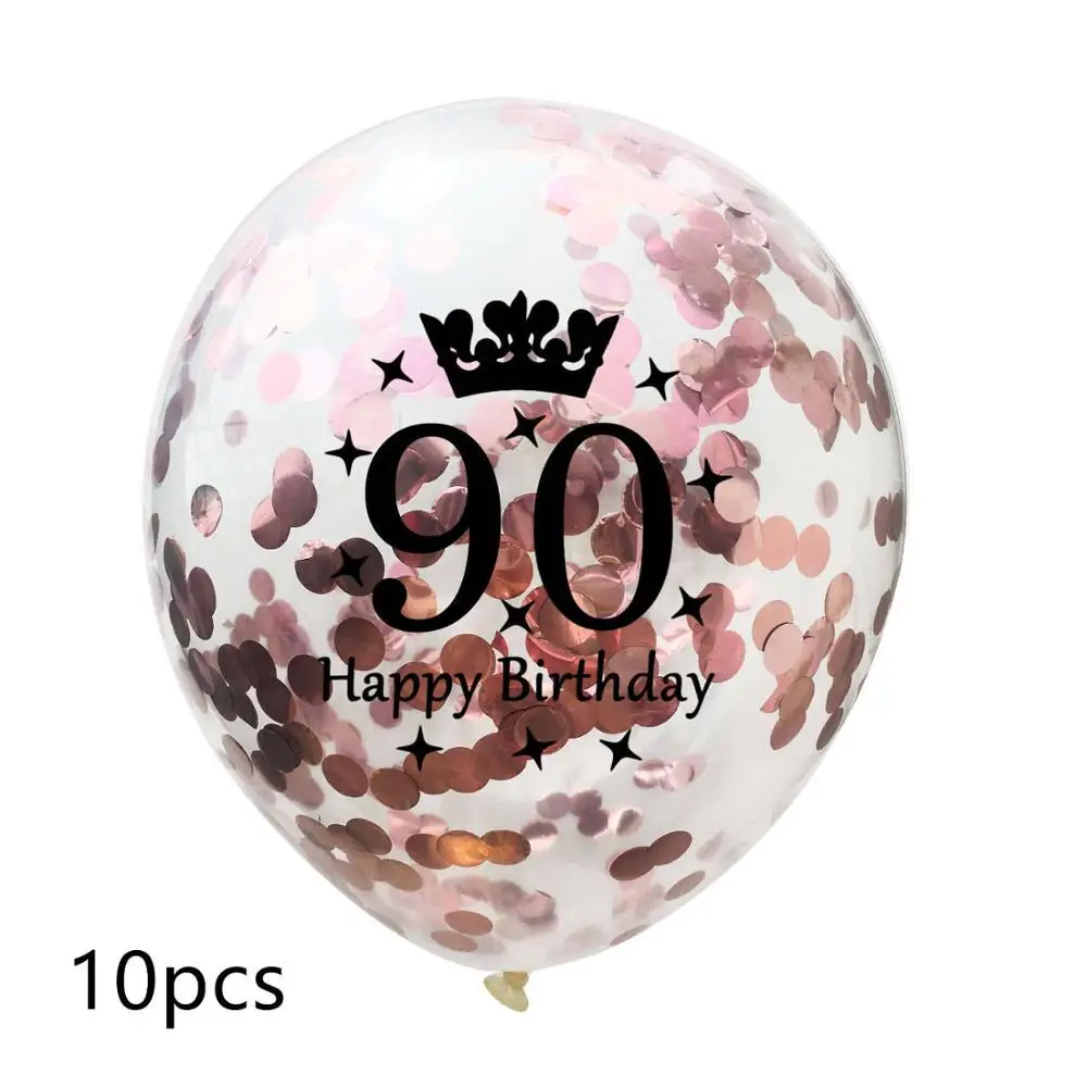 10pcs 10 шт 12 дюймов прозрачные блесток баллоны 16/18/21/30/40/50/60/70/80/90 лет конфетти воздушные шары для дня рождения вечерние украшения - Цвет: 10pcs