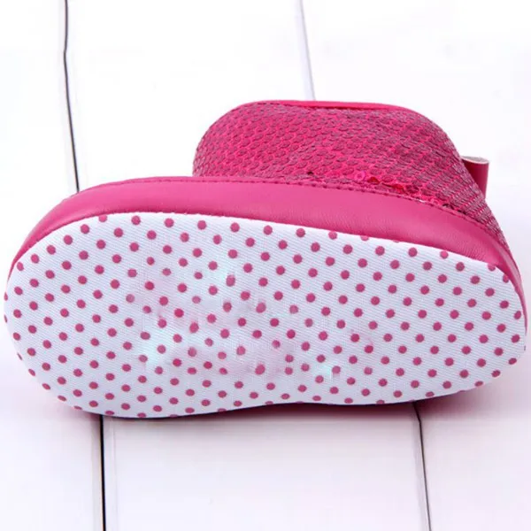 Модные высокие ботинки с блестками для маленьких девочек нескользящая обувь на