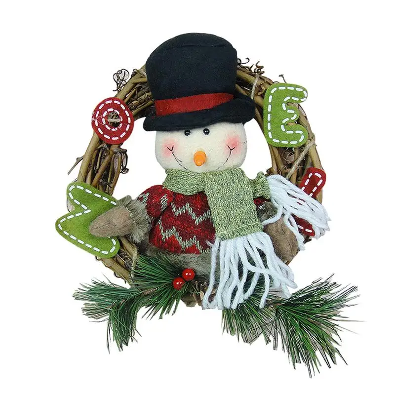 Snowman Искусственная Рождественская Кукла Гирлянда Венок Санта Снеговик олень Рождество для дома свадебный Декор Сделай Сам венок подарки дверной настенный - Цвет: Snowman