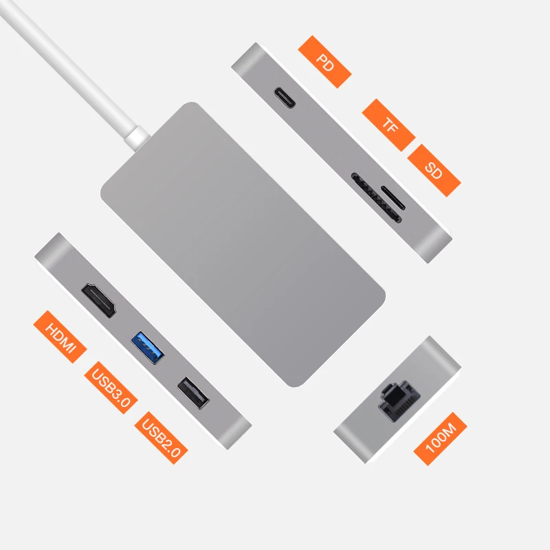 Адаптер Yojock USB 7 в 1 адаптер с питанием от HDMI SD TF для ноутбука MacBook 3 0 Type C|adapter with