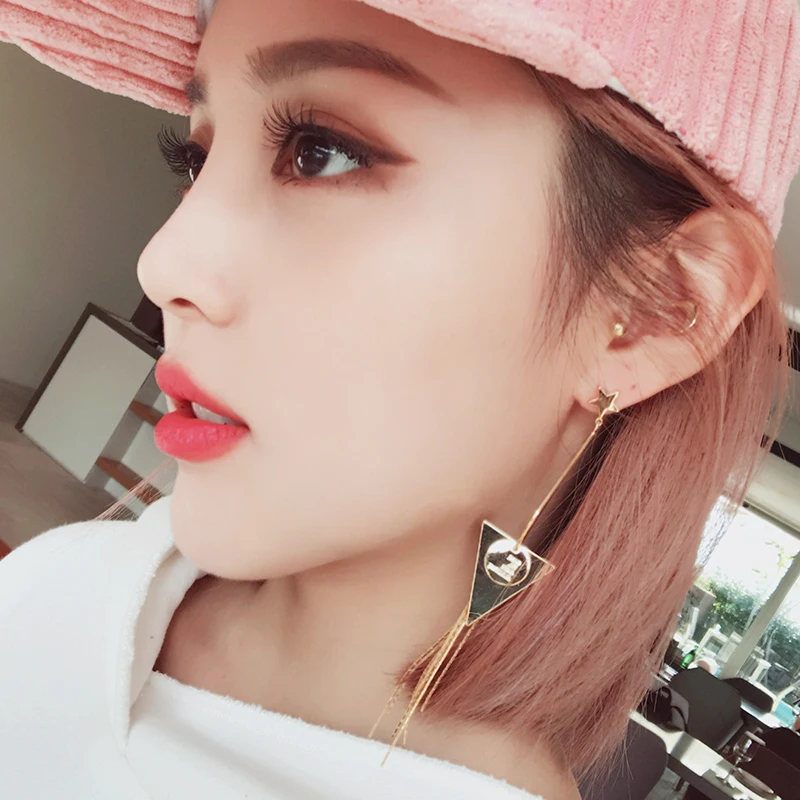 Ladies Gold Color Star Tassel Drop Earrings for Woman long triangle Earring Party Gift Fashion Jewelry | Украшения и аксессуары