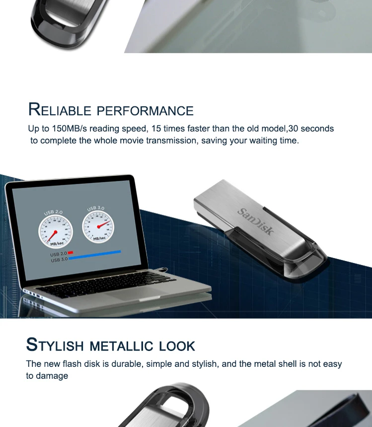 SanDisk ультра чутье USB 3,0 USB флеш-накопитель 16 ГБ 32 ГБ 64 ГБ 128 ГБ флеш-накопитель карта памяти 10 лет гарантии