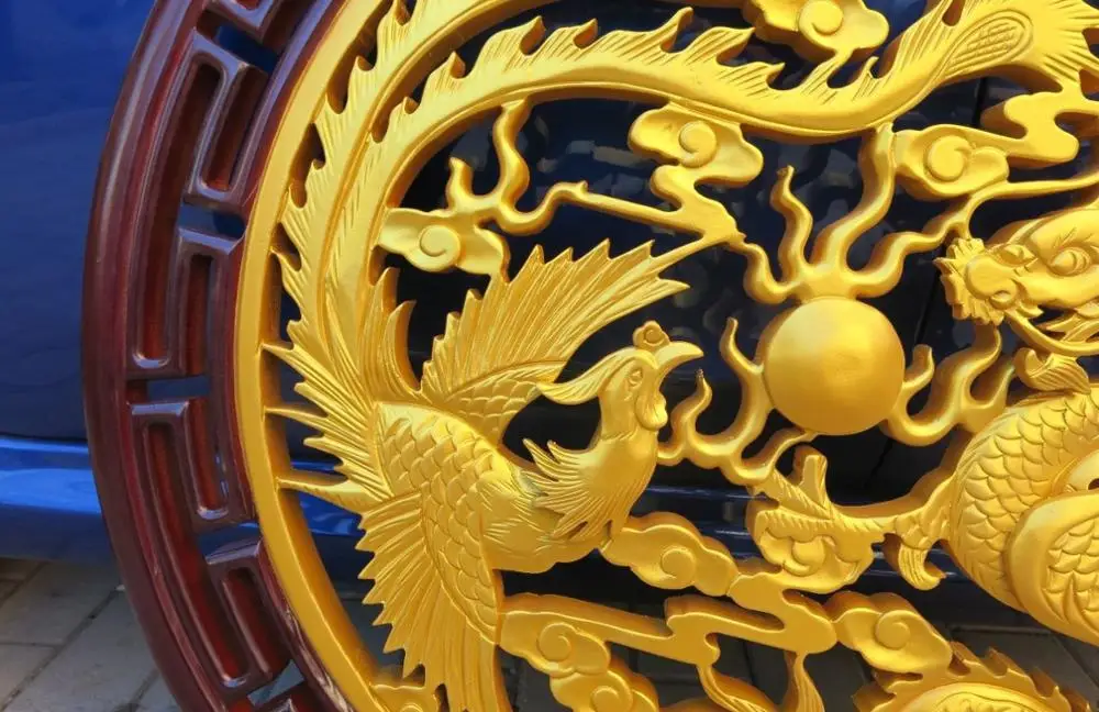 32 &quotКитайская резная вручную деревянная статуя фэн-шуй дракона и феникса | Дом