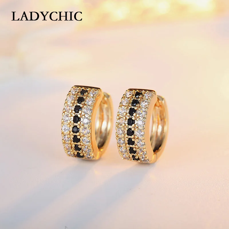 Женские серьги кольца с черным Цирконом золотого цвета|hoop earrings|earrings hoop earringsearrings