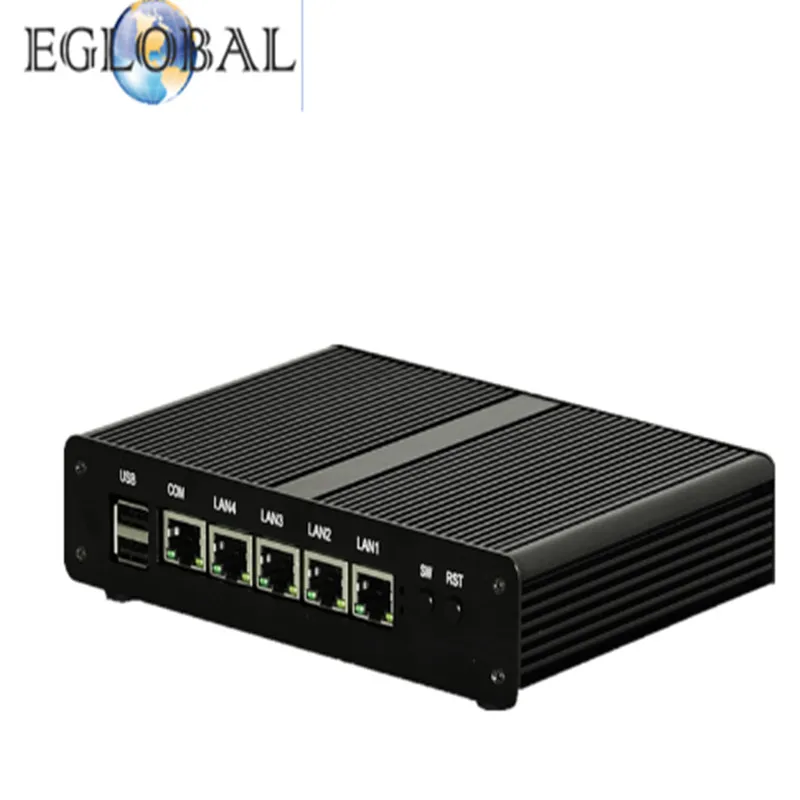Процессор EGlobal fanless Мини ПК 4 LAN Порты и разъёмы Intel J1900 мини Barebone 12 V Linux pfsense NUC