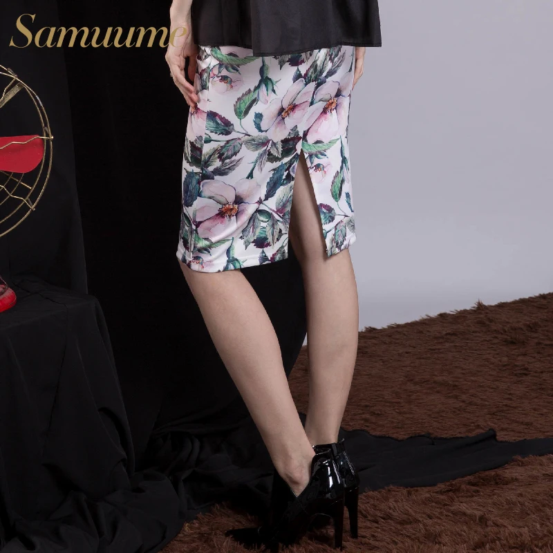Samume 2018 Новое поступление для женщин Мода цветочный принт миди юбка леди трубки