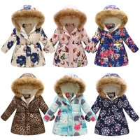 winter girls warm down jackets kids fashion printed thick outerwear children clothing autumn baby girls cute jacket hooded coats