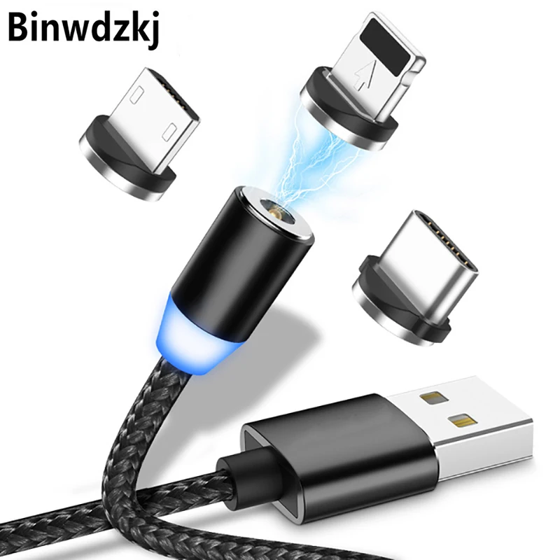 Магнитный кабель USB Type C/IOS/Micro 3 в 1 адаптер для быстрой зарядки зарядный iPhone Samsung