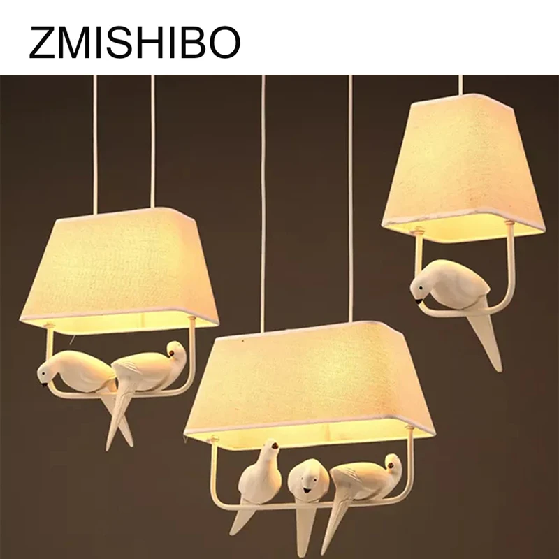 ZMISHIBO Настольная лампа E27 квадратная бежевая тканевая с птицами|lamp shade|e27 pendantpendant