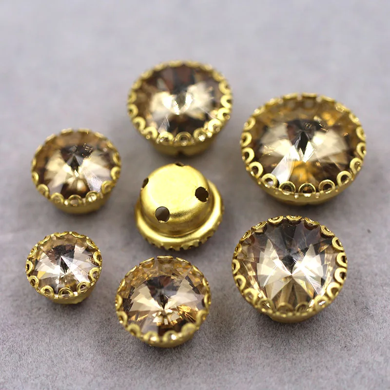 Новинка горячий свет кофе круглая форма стекло Кристальное шитье стразы Золотая