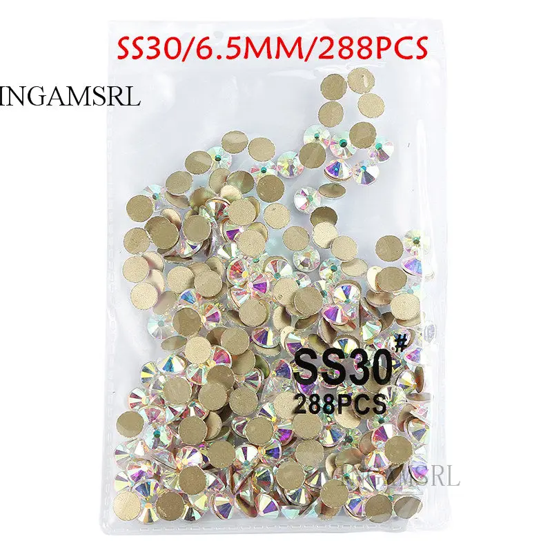 SS30 288PCS SS3-SS40 блестящие стразы без горячей фиксации с плоской обратной стороной шитье стразами и ткань одежды Стразы для дизайна ногтей камень 030 - Цвет: SS30 288PCS