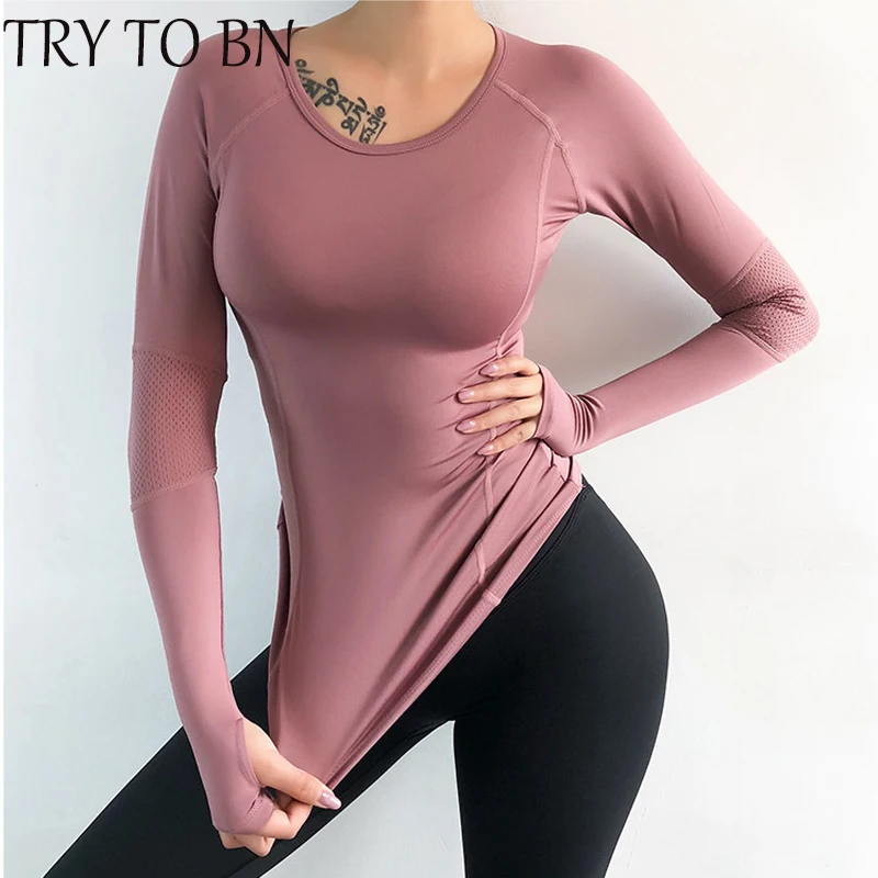 Попробуйте BN женская футболка с длинным рукавом высокая эластичность Твердые
