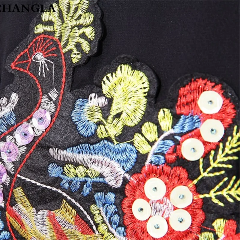 CHANGLA vestidos verano 2017 Лето Женщины Вышивка Цветочные Рубашка До Колен Платья С