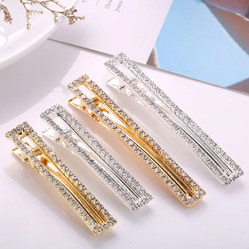 

1PCS Fashion Rhinestone geometry super flash clip Accessories For Women Girls Hairclip Headwear
