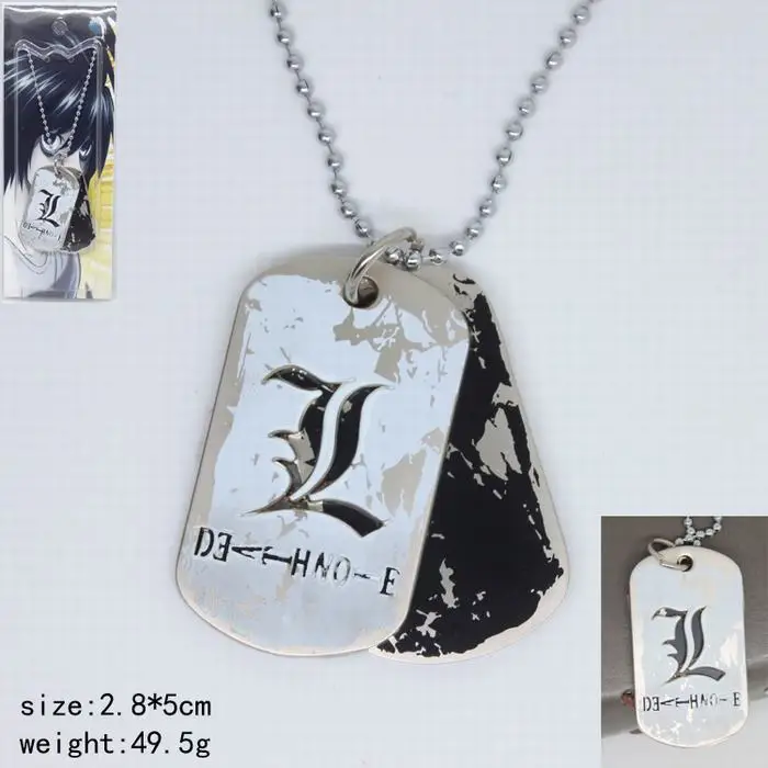 Аниме Death note L логотип из нержавеющей стали двойная карта ожерелье фигура медаль
