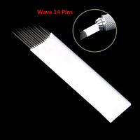 top selling 50pcs microblading needles wave 14 pins for microblading embroidery pen pernement makeup eyebrow tattoo pen machine