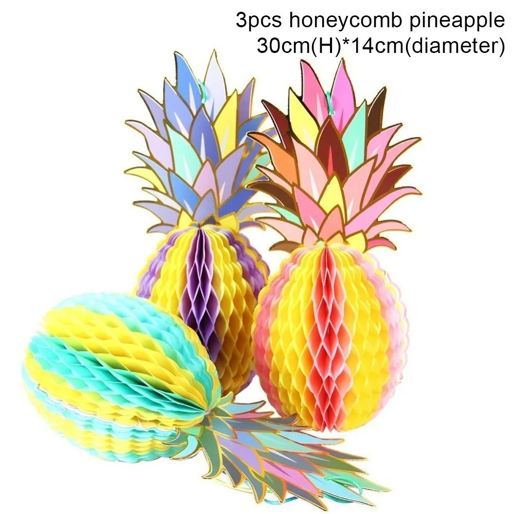 3pcs pineapple Тропические вечерние Гавайские украшения 1 шт. Гавайская Юбка для стола для свадьбы, дня рождения, вечеринки, летние пляжные вечерние принадлежности - Цвет: 3pcs pineapple