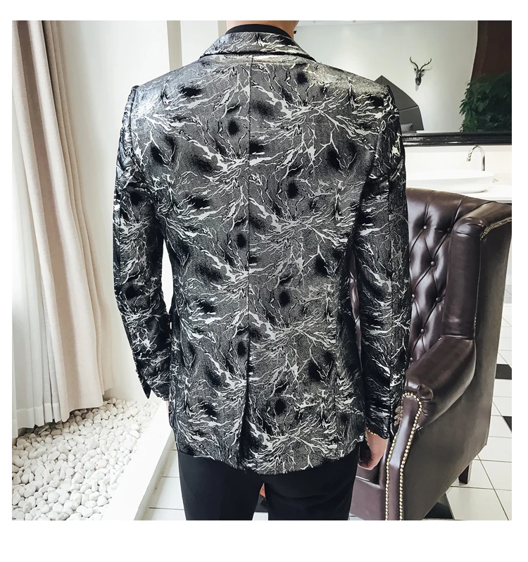 Flashlight Print Velvet Blazer Men High Quality Stylish Blazer for Mens Designer Blazer Suits Jacket Stage Costumes 5xl