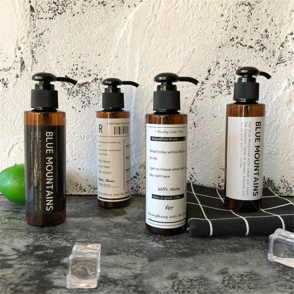 150ml Scandinavian Bath Shampoo Storage Bottle with Sticker Portable Chic Liquid Lotion Travel Organizer Decor | Дом и сад