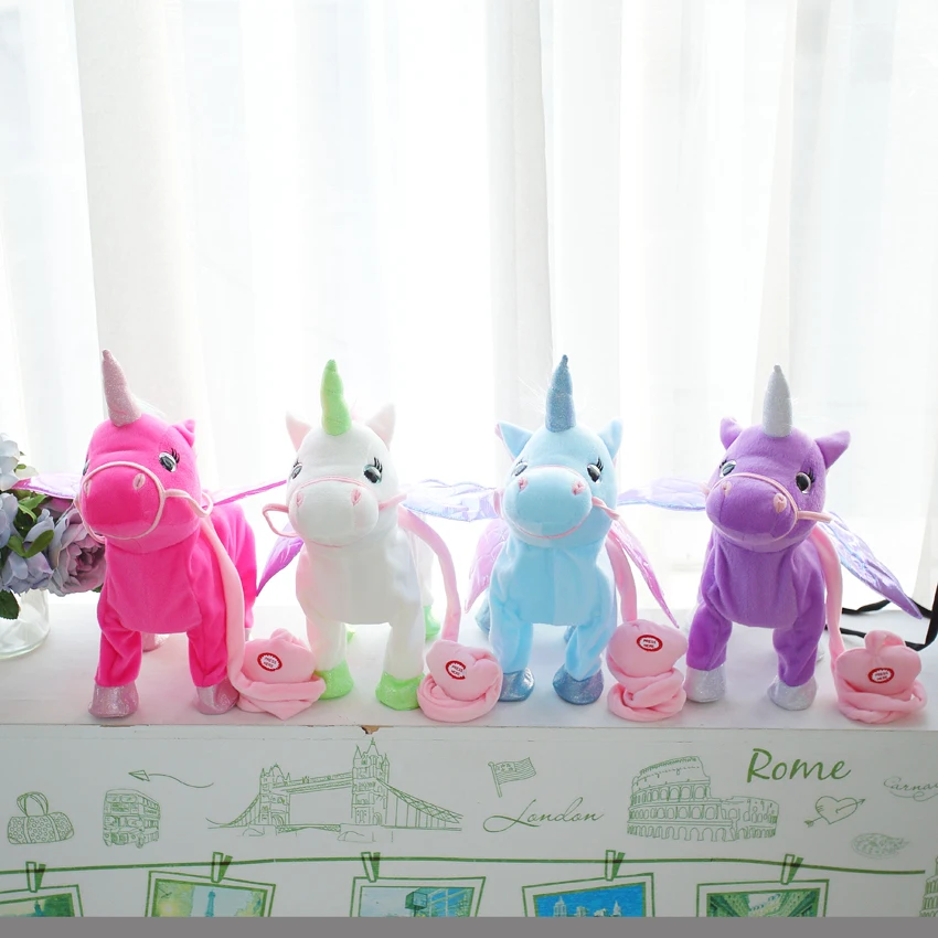 

1PCS 35CM Walking Unicorn Plush Toy Stuffed Animal Unicorn Soft Toy Electronic Music Toy for Children Christmas Gifts