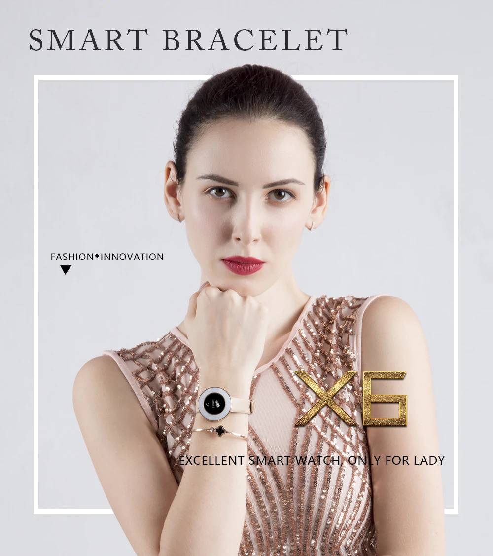 Мода X6 Bluetooth Смарт часы водонепроницаемый IP68 для женщин дамы reloj фитнес-трекер для измерения сердечного ритма Браслет Smartwatch Android IOS