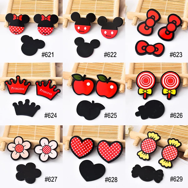 Kawaii Мультфильм Микки и Минни Маус Фигурка конфеты украшения дома плоской задней плоской смолы craft DIY волосы бант аксессуары брошь