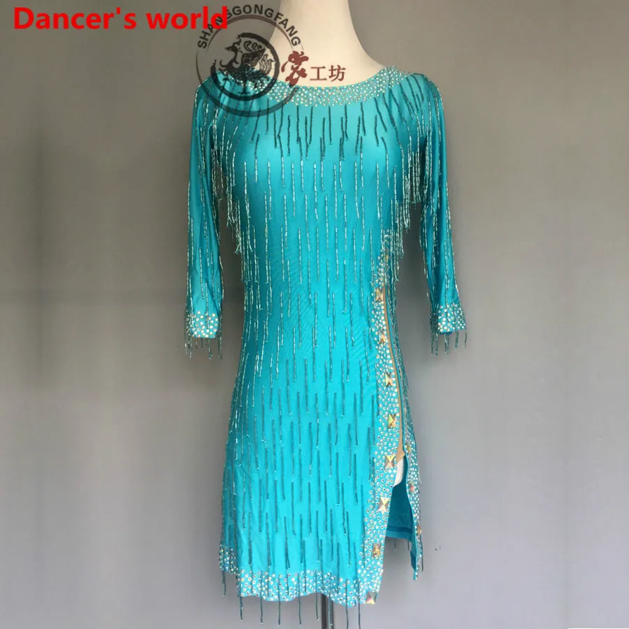 Настраиваемые цвета платье с кисточками для латинских танцев женское длинными