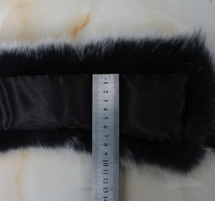FXFURS Модный меховой шарф настоящий енотовый собачий мех воротники с лентой натуральный мех палантин для шерстяных пальто 48 см
