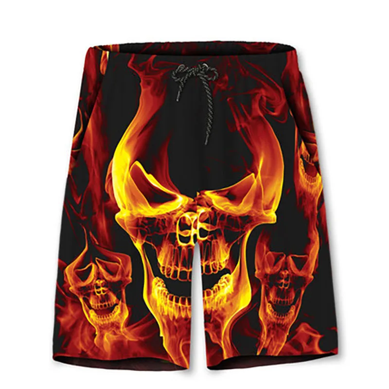 Летние мужские шорты с 3d принтом черепом в стиле хип-хоп Полиэстеровые Hombre