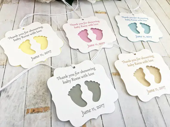Персонализированные подарочные бирки ножки и baby shower с надписью Thank you Добро