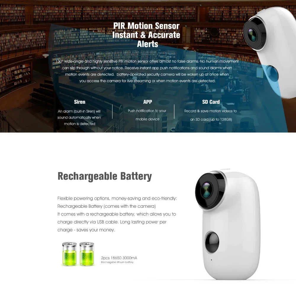 1080p ip wif Камера уличная домашняя WiFi перезаряжаемая батарея питание 1080P Full HD уличная Беспроводная ip-камера безопасности