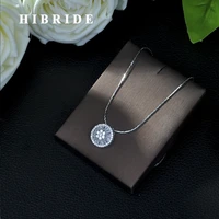 hibride classic round micro pave zirconia pendant necklace for women fashion wedding jewelry wholesale free shipping p13