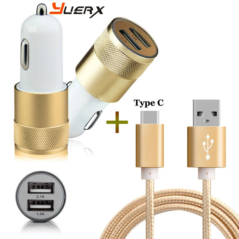 Двойное автомобильное зарядное устройство USB + кабель 3FT Type C для Oneplus 3T 3/LG G6 G5/Nexus 6P