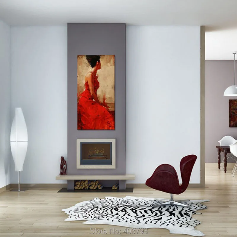 Картина на холсте красное платье без рамы ручная роспись|oil painting|hand painted oil paintingcanvas